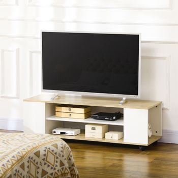 Mueble Tv De Melamina De Madera Homcom 120x40x38,5 Cm-blanco