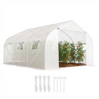 outsunny invernadero con cubierta para jardin patio caseta 445x299x205 cm mosquitera plantas flores blanco   aosom espana