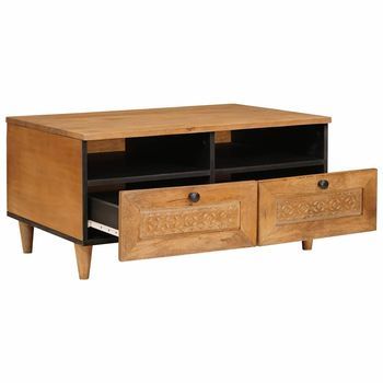 Mesa De Café - Mesa De Centro - Mesa Baja Con Cajón Con Estante Marrón Claro 80 X 54 X 40 Cm