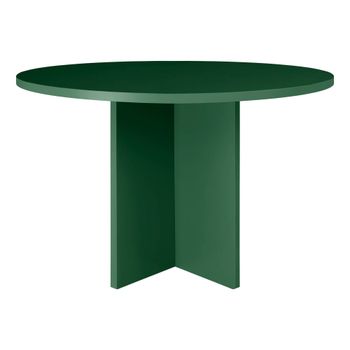 Mesa de comedor redonda tablero laminado de  3cm verde cedro 120cm