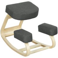 vinsetto silla ergonomica con inginocchiatoio en madera de abedul y cojin 51x69x58 cm gris