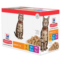 hills science plan 48 x 85 g en bolsitas para gatos - pack ahorro - adult seleccion de carne y pescado