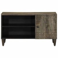 mueble tv  mueble de salon  mesa de tv madera maciza de mango gris claro 80x315x46 cm