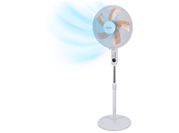 Ventilador de pie - Koenic KSF 405026 ES RC Stand fan, 60 W, Mando a distancia, 3 velocidades, modos, Oscilación, Temporizador hasta 7,5 h, Blanco