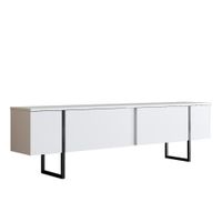 mueble tv 2 puertas abatibles l180 cm - blanco y negro