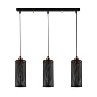 regleta colgante moderno 3 pantallas cilindrica negro altura regulable