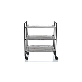 Carrito Auxiliar Plegable Bauhaus Negro Con Ruedas – 3 Niveles Y 3 Posiciones,,pino Envejecido