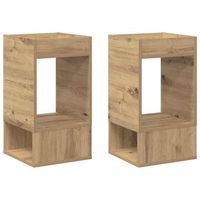 2 piezas mesa auxiliar  mesa de apoyo roble artesanal 30 x 30 x 56 cm