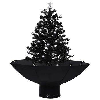 Árbol De Navidad Con Nieve Con Base De Paraguas Pvc Negro 75 Cm Vidaxl