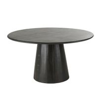 mesa de comedor redonda de mango macizo negro o140 cm