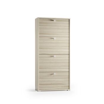 Mueble Zapatero De Madera Con Efecto Olmo Y 4 Puertas Abatibles De Doble Fondo