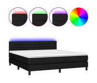 cama box spring colchon y luces led tela negro 180x200 cm rayas horizontales
