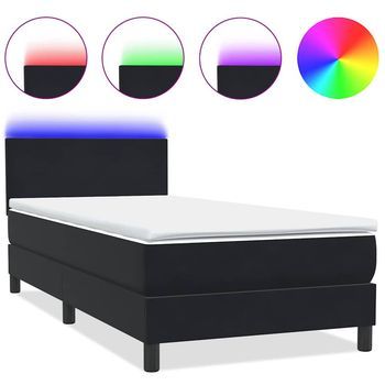 Cama Box Spring Con Colchón Cuero Sintético Negro 80x210 Cm Vidaxl