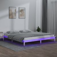 cama matrimonial  cama para adultos  estructura de cama con led madera maciza blanca 180x200 cm cfw736176