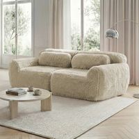 canape modular de 2 plazas combinable libremente tejido de felpa cojines espuma de alta resiliencia antideslizante kaki claro