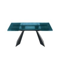 mesa extensible con tapa de cristal azul cm 160240x90 75h
