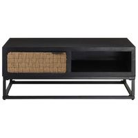 mesa de centro de madera maciza de mango 90x60x35 cm