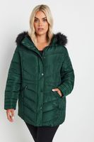 yours abrigo verde pino acolchado con cuello alzado mujer curvy y tallas grandes yours