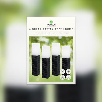 Solar Rattan Post Lights - 4 Pack
