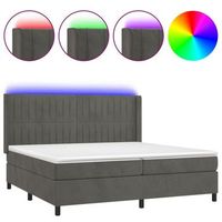estructura de cama led con cabecero con somier y cubrecolchon 200x200 cm tela de terciopelo gris oscuro tdl0207689