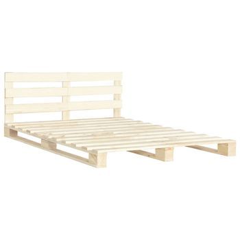 Cama Matrimonial | Cama Para Adultos | Estructura De Cama De Palés Madera Maciza De Pino 140x200 Cm