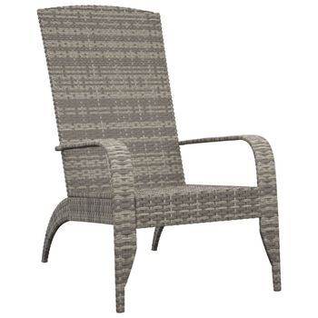 Silla De Jardín | Silla De Exterior | Sillón Adirondack Ratán Sintético Gris