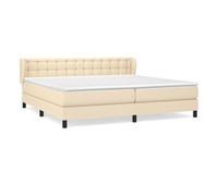 cama box spring con colchon tela color crema 200x200 cm botones