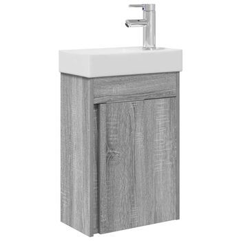 Módulo De Baño Con Grifería Sonoma Gris 40,5 X 22,5 X 62 Cm Vidaxl