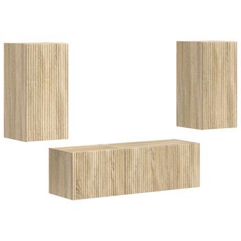 Conjunto De Mueble Para Tv De Pared 4 Uds | Mueble De Salón | Gabinete De Tv Roble Sonoma