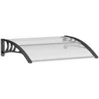 outsunny marquesina exterior para puerta y ventana 75x100 cm contra sol y lluvia con soporte de aleacion de aluminio transparente   aosom espana