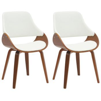 Conjunto 2 Sillas De Comedor Vangale Simil Cuero Nogal/blanco 54x52x86 Cm Clp