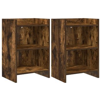 Mesas De Noche 2 Pcs Roble Ahumado 40 X 30 X 60 Cm Vidaxl