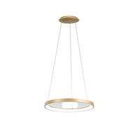 krizia - lampara colgante led regulable 50w - 2900lm luz calida 3000k aro oro cepillado difusor opal d 60cm ip20
