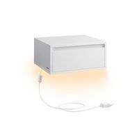 mesita de noche colgante luz estante de pared con cajon blanco nube  1