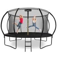 cama elastica xl 430 cm para exterior con red de seguridad y escalera