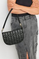 bolso negro costuras con disenos geometricos