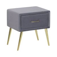 mesa de noche de terciopelo gris dorado 46 x 38 cm cajon dormitorio flayat
