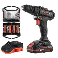 dnipro-m taladro percutor cd-218q 20v bateria 2ah kit con juego de brocas 41 uds y cargador rapido