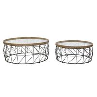 mesa centro set 2 metal cristal 100x100x43 cristal