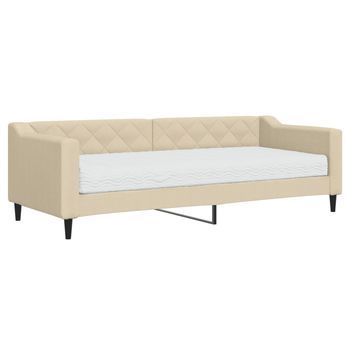 Sofá Cama | Cama Para Adulto | Sofá Convertible Con Colchón Tela Crema 80x200 Cm