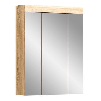 Armario De Almacenamiento Con Espejos Lewoto – Blanco Y Roble – 60x79x18 Cm