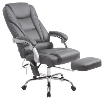 Silla de oficina giratoria regulable en simil cuero gris