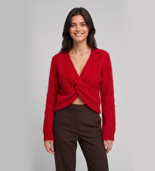 Twinset para mujer. 262TT3025 Jersey de lana cepillada con nudo rojo (M/L), Casual