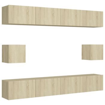 Juego De Muebles De Salón 6 Piezas | Mueble Tv | Gabinete De Tv Roble Sonoma