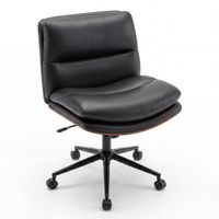 costway silla de escritorio ergonomica silla de oficina sin brazos con altura ajustable de 85-93 cm respaldo reclinable y asiento acolchados negro