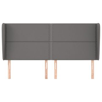 Cabecero Cama Mueble De Dormitorio Con Orejas Cuero Sintético 183 X 23 X 118/128 Cm Gris M02_0002906