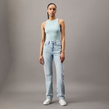 Calvin Klein Jeans. Top de canalé con logo Azul J20J225301-CDV
