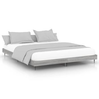 Estructura De Cama Madera Contrachapada Gris Sonoma 200x200 Cm