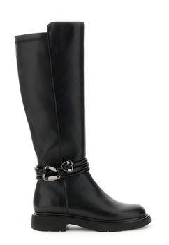 botas altas efecto napa con tobillera extraíble black 38