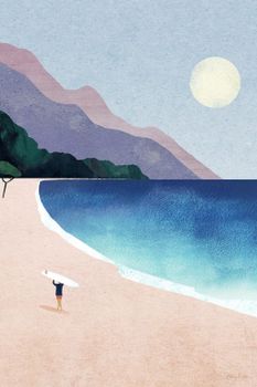 Cuadro surf en la playa de olas impresión sobre lienzo 60x90cm
